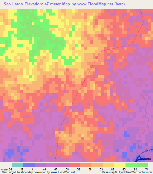 Sao Largo,Cuba Elevation Map