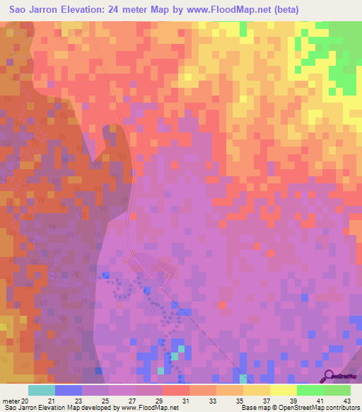 Sao Jarron,Cuba Elevation Map