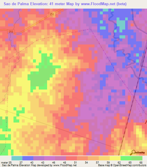 Sao de Palma,Cuba Elevation Map