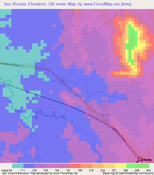 San Vicente,Cuba Elevation Map