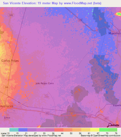 San Vicente,Cuba Elevation Map