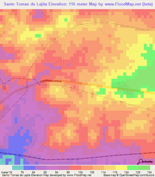 Santo Tomas de Lajita,Cuba Elevation Map