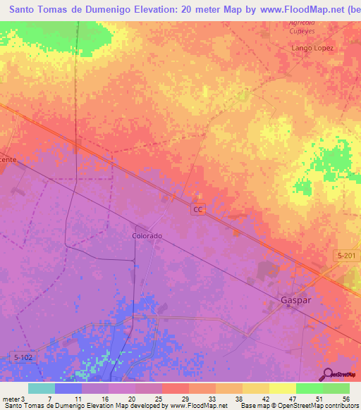 Santo Tomas de Dumenigo,Cuba Elevation Map