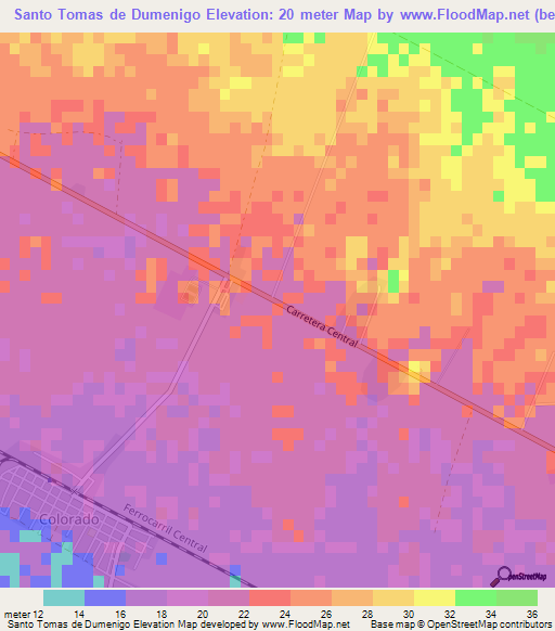 Santo Tomas de Dumenigo,Cuba Elevation Map