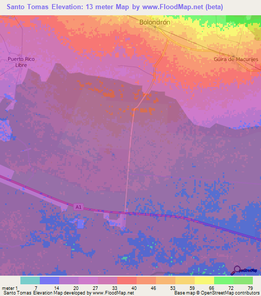 Santo Tomas,Cuba Elevation Map