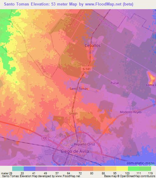 Santo Tomas,Cuba Elevation Map