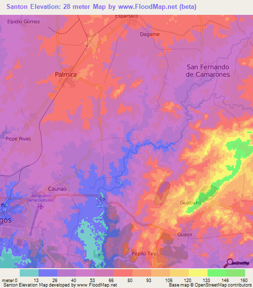 Santon,Cuba Elevation Map