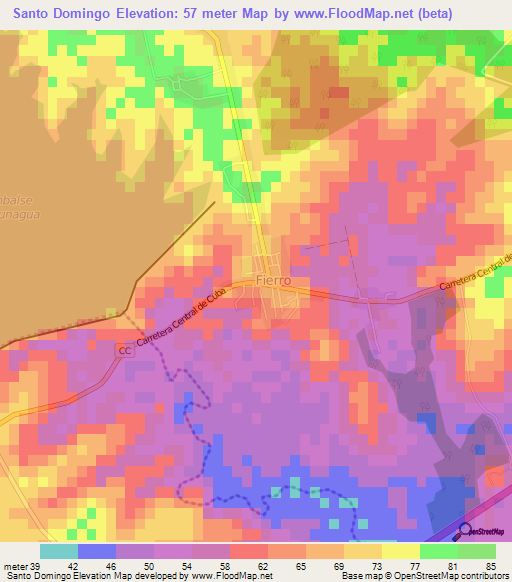 Santo Domingo,Cuba Elevation Map