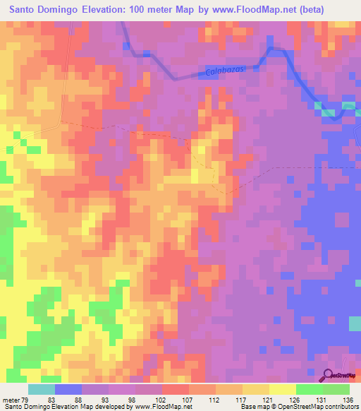 Santo Domingo,Cuba Elevation Map
