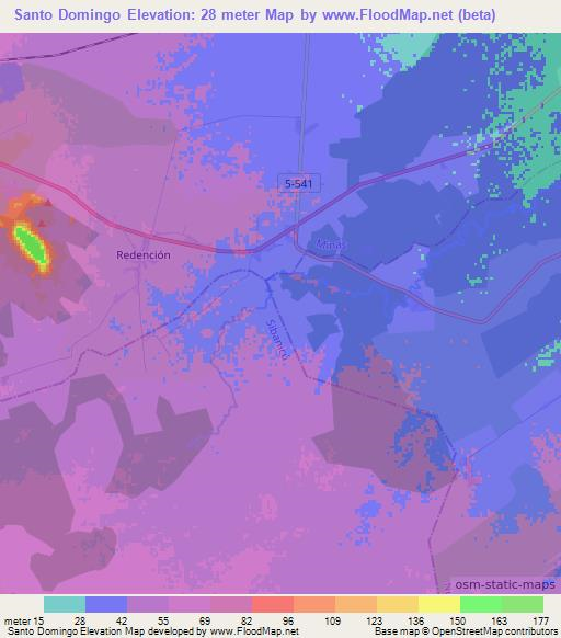 Santo Domingo,Cuba Elevation Map