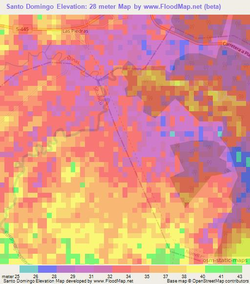 Santo Domingo,Cuba Elevation Map