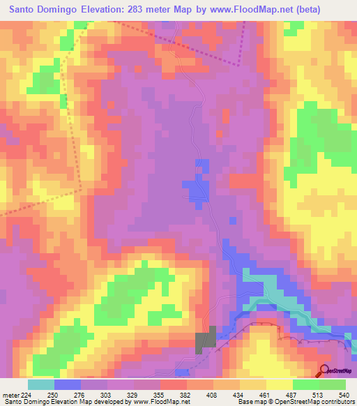 Santo Domingo,Cuba Elevation Map