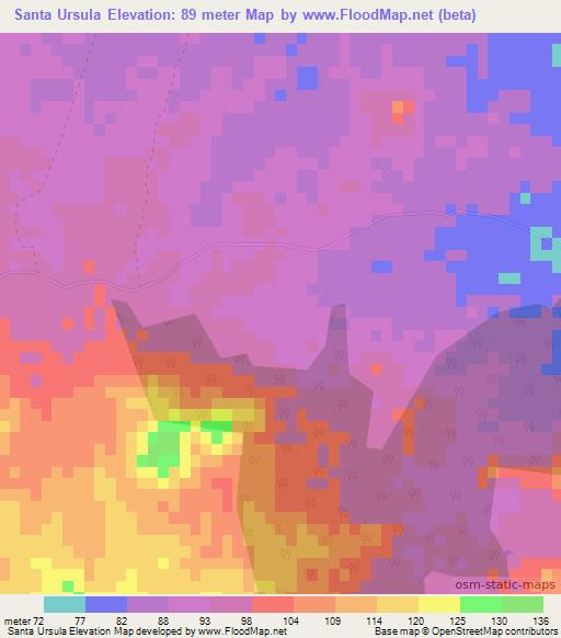 Santa Ursula,Cuba Elevation Map