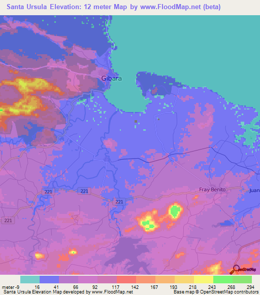 Santa Ursula,Cuba Elevation Map