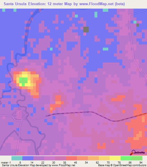 Santa Ursula,Cuba Elevation Map