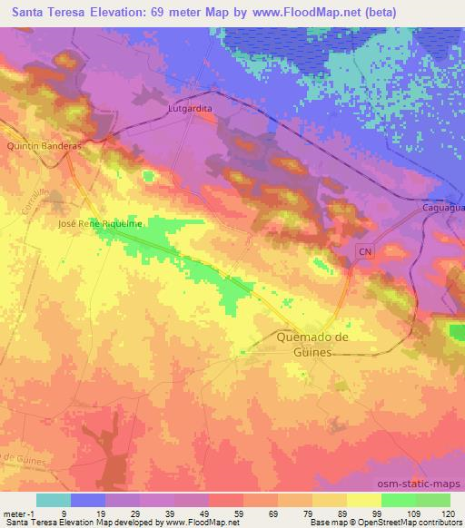 Santa Teresa,Cuba Elevation Map