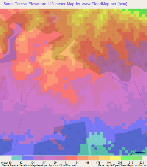 Santa Teresa,Cuba Elevation Map