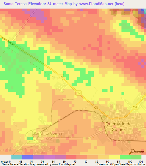 Santa Teresa,Cuba Elevation Map