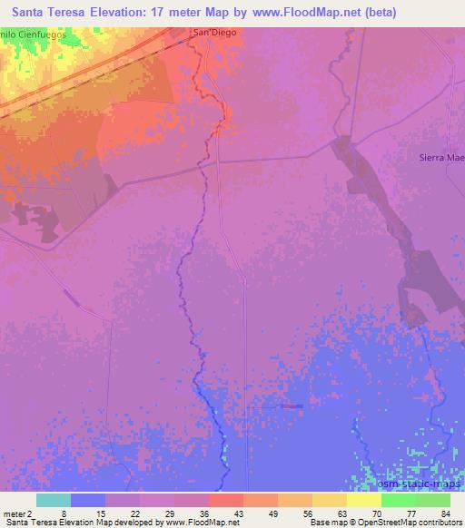 Santa Teresa,Cuba Elevation Map