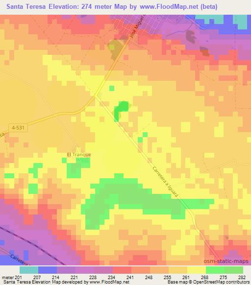 Santa Teresa,Cuba Elevation Map