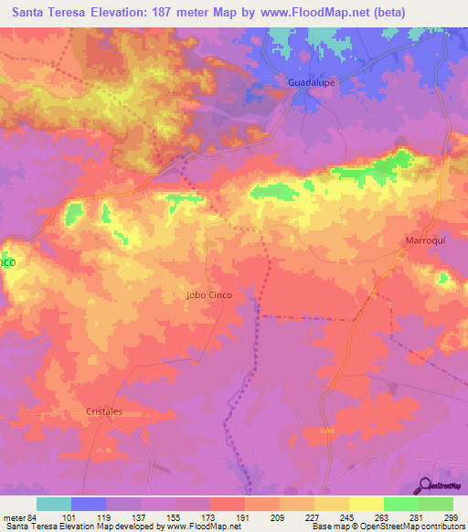 Santa Teresa,Cuba Elevation Map