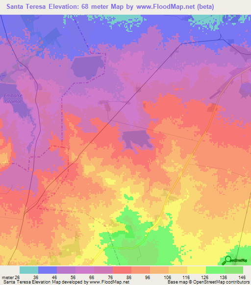Santa Teresa,Cuba Elevation Map