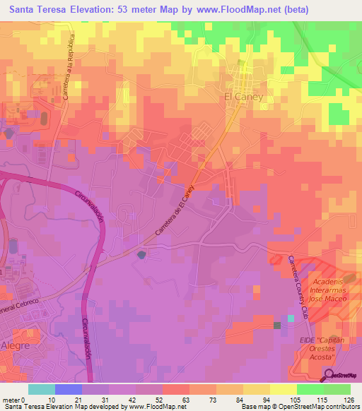 Santa Teresa,Cuba Elevation Map