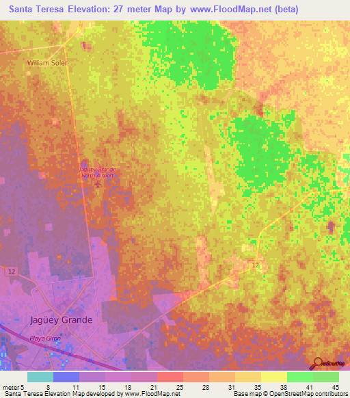 Santa Teresa,Cuba Elevation Map