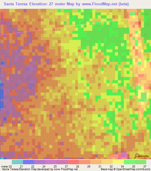 Santa Teresa,Cuba Elevation Map