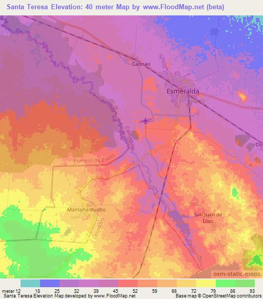 Santa Teresa,Cuba Elevation Map