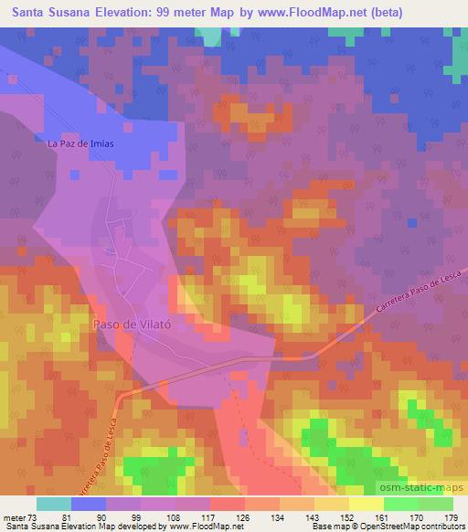 Santa Susana,Cuba Elevation Map