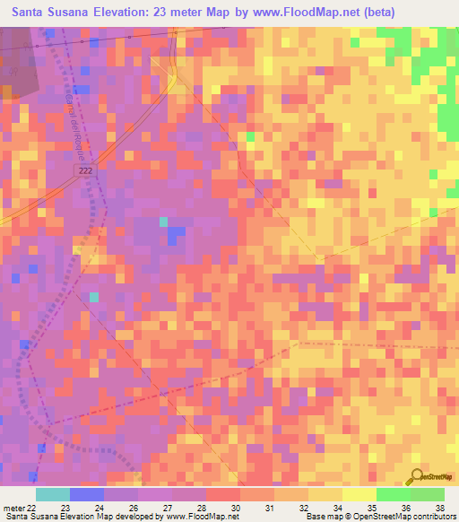 Santa Susana,Cuba Elevation Map