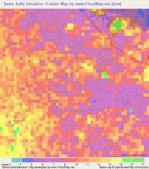 Santa Sofia,Cuba Elevation Map
