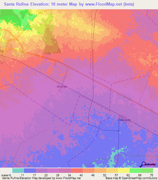 Santa Rufina,Cuba Elevation Map