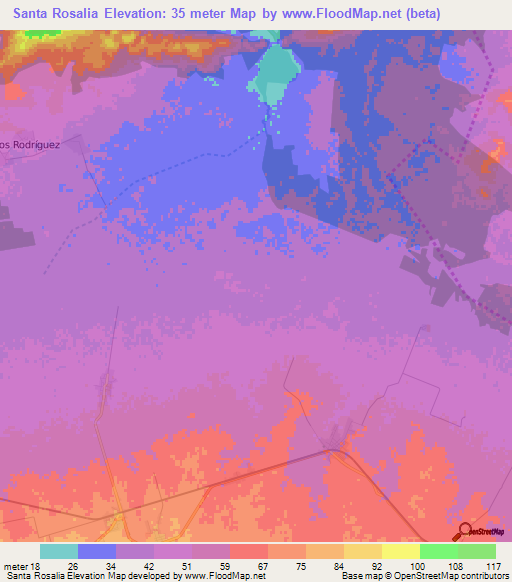 Santa Rosalia,Cuba Elevation Map