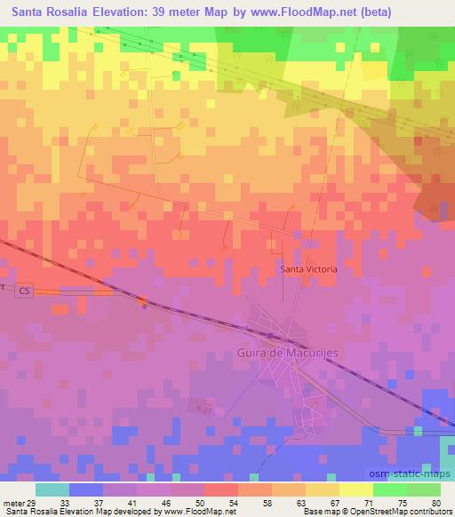 Santa Rosalia,Cuba Elevation Map