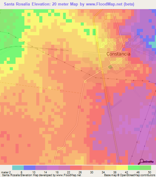 Santa Rosalia,Cuba Elevation Map