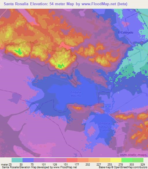 Santa Rosalia,Cuba Elevation Map
