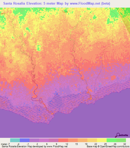 Santa Rosalia,Cuba Elevation Map