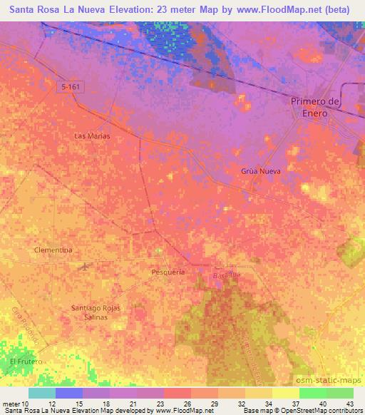Santa Rosa La Nueva,Cuba Elevation Map