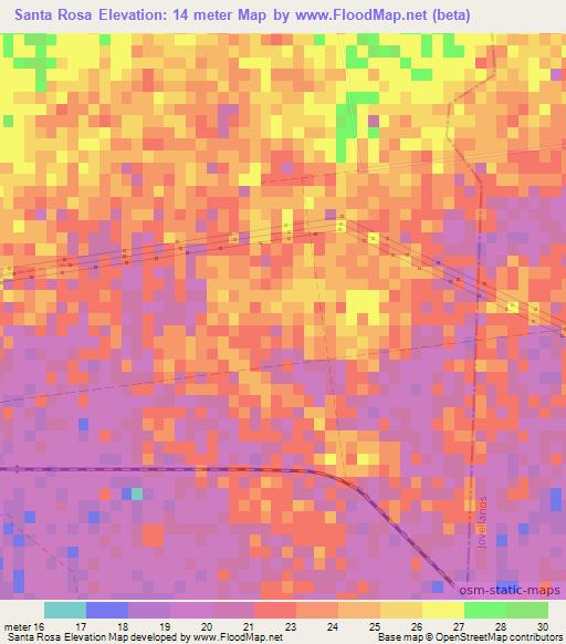 Santa Rosa,Cuba Elevation Map