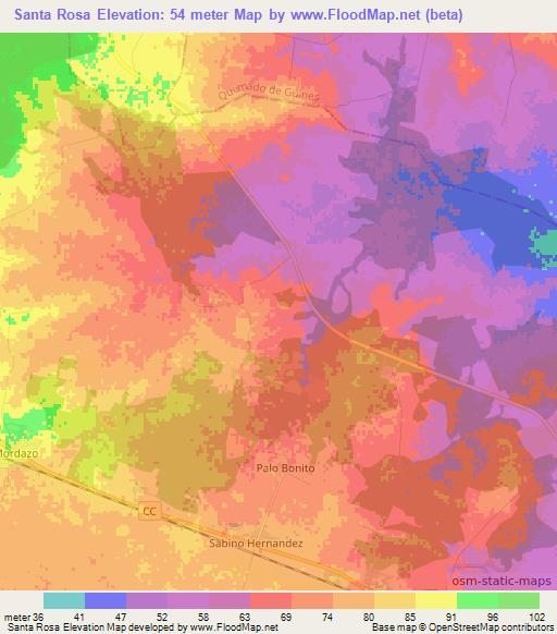 Santa Rosa,Cuba Elevation Map