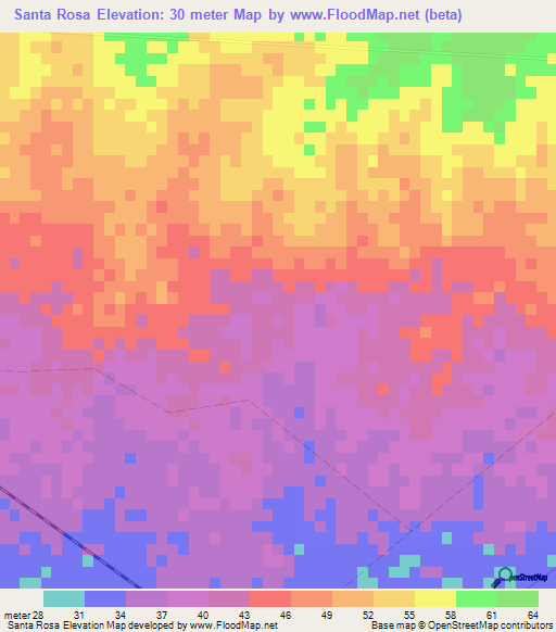 Santa Rosa,Cuba Elevation Map