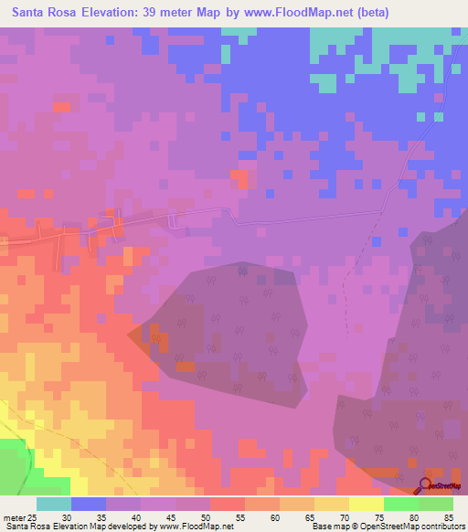 Santa Rosa,Cuba Elevation Map