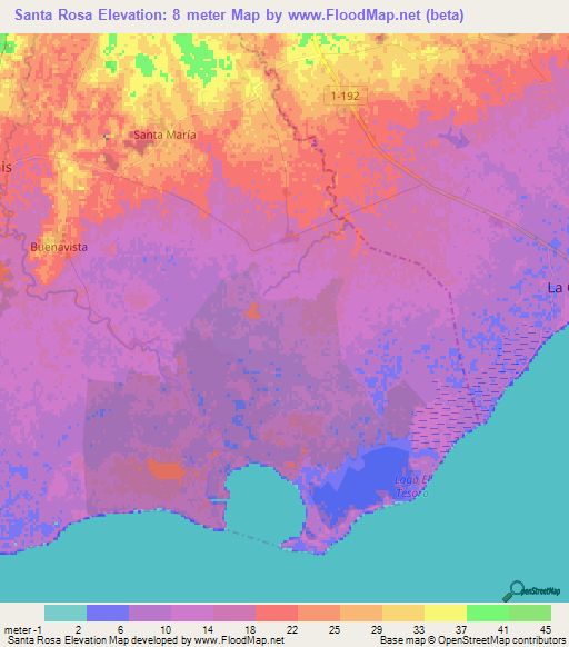 Santa Rosa,Cuba Elevation Map