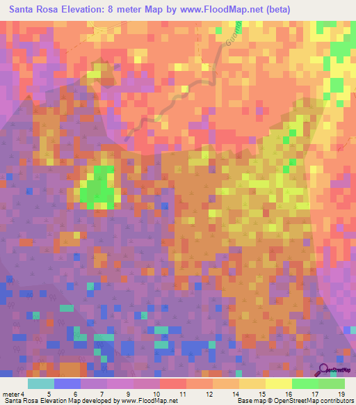 Santa Rosa,Cuba Elevation Map