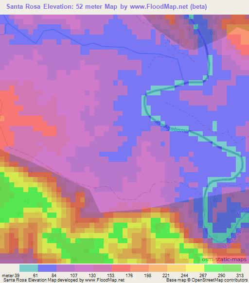 Santa Rosa,Cuba Elevation Map