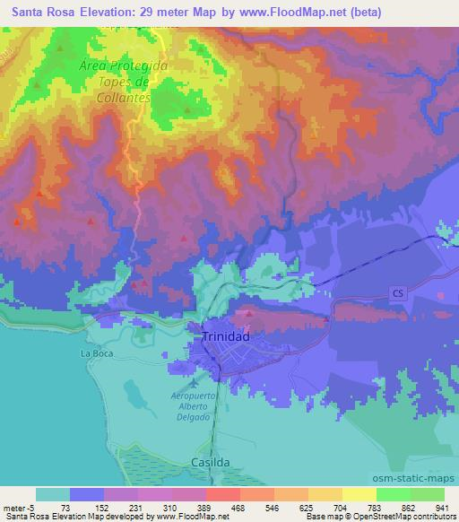 Santa Rosa,Cuba Elevation Map
