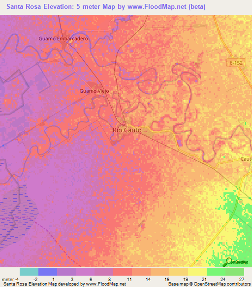 Santa Rosa,Cuba Elevation Map