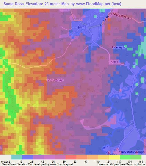 Santa Rosa,Cuba Elevation Map